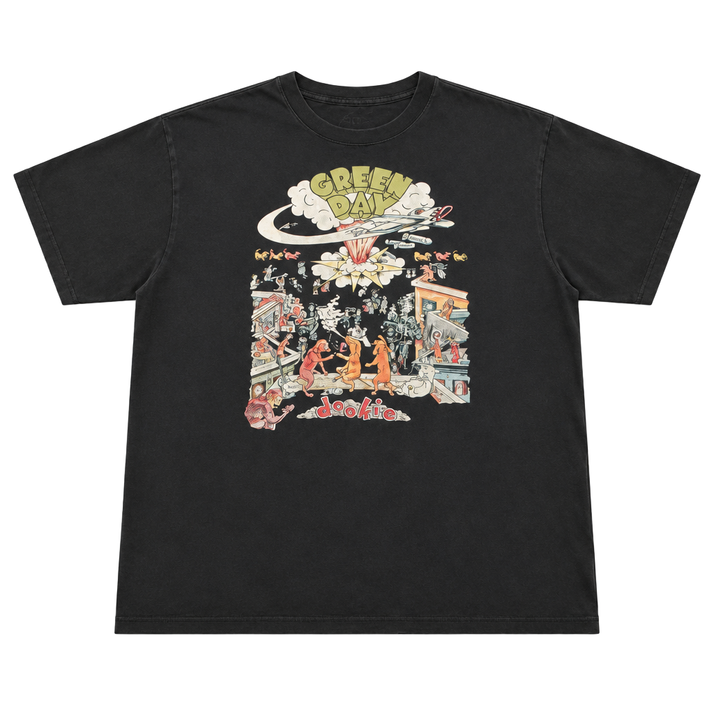 Green Day Dookie Graphic T-Shirt Size 2X Black Punk Rock Band Tee 1