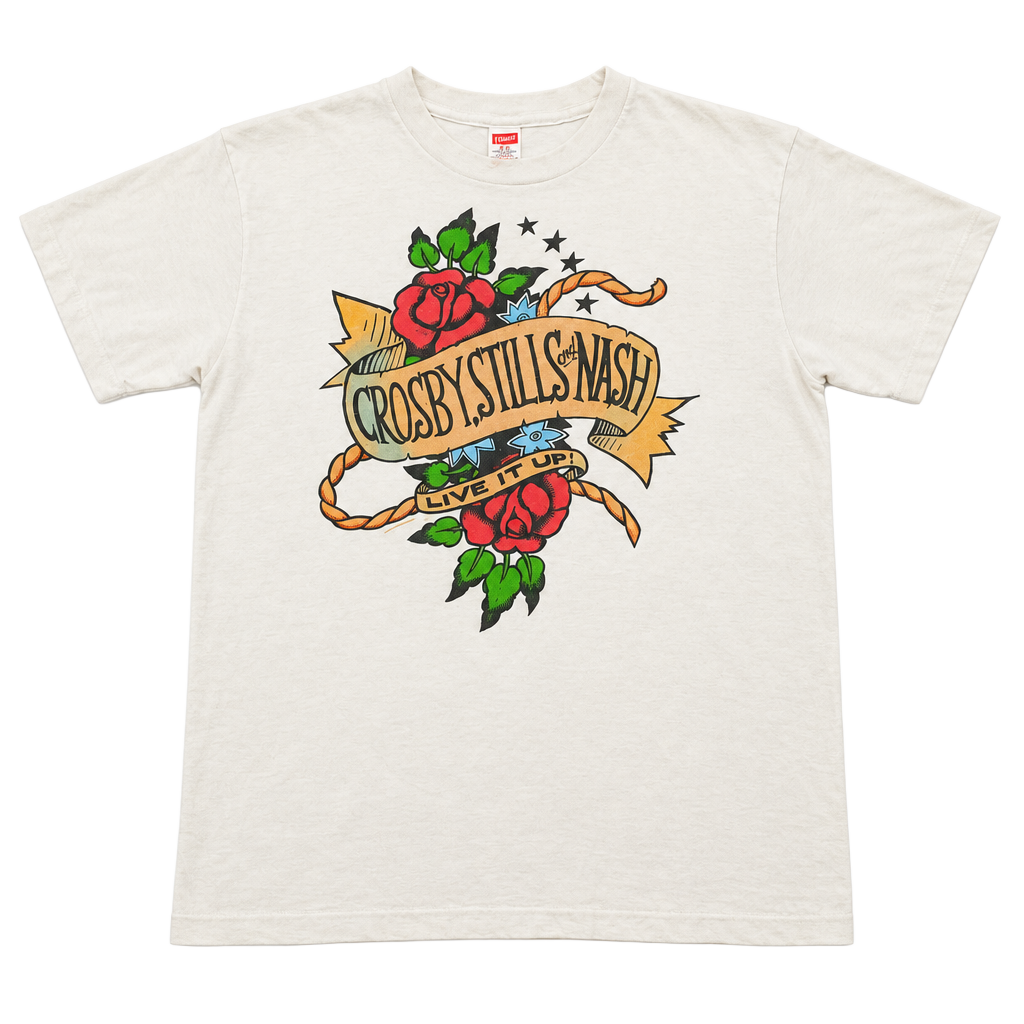 Hanes Crosby Stills & Nash Live It Up T-Shirt Size L Vintage 1990 1