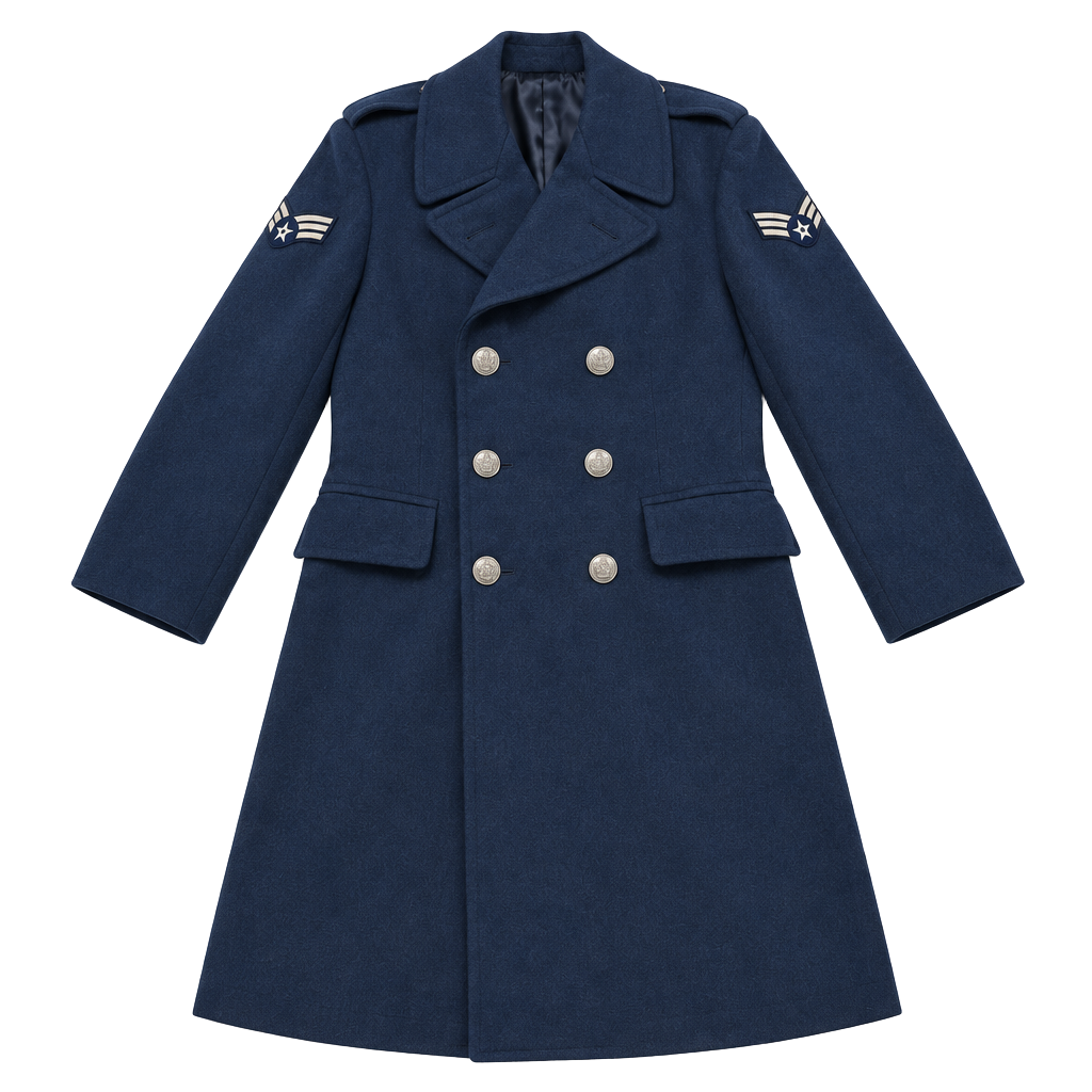 USAF Overcoat Man's Wool Velour Size 37L Blue 85 Military Dress Coat 1