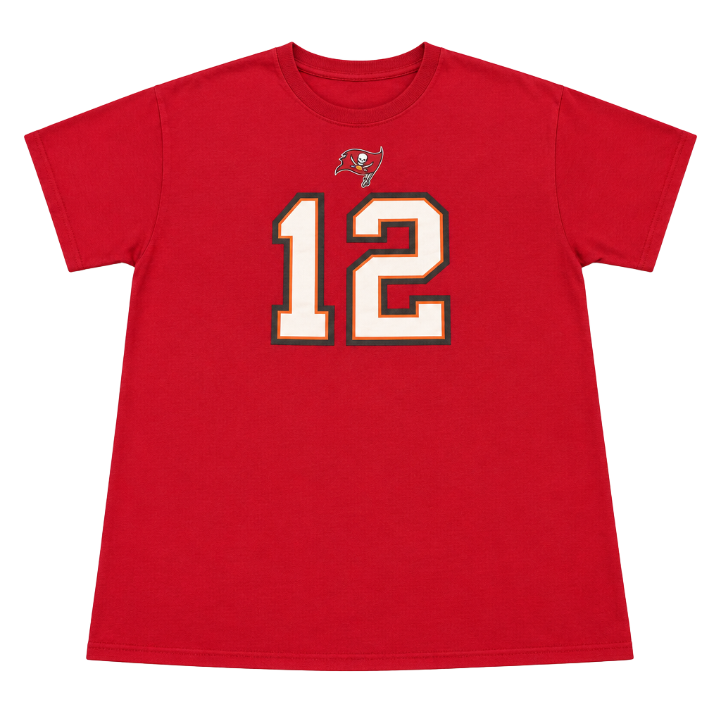 NFL Team Apparel Tampa Bay Buccaneers Tom Brady 12 T-Shirt Size XL Red 1
