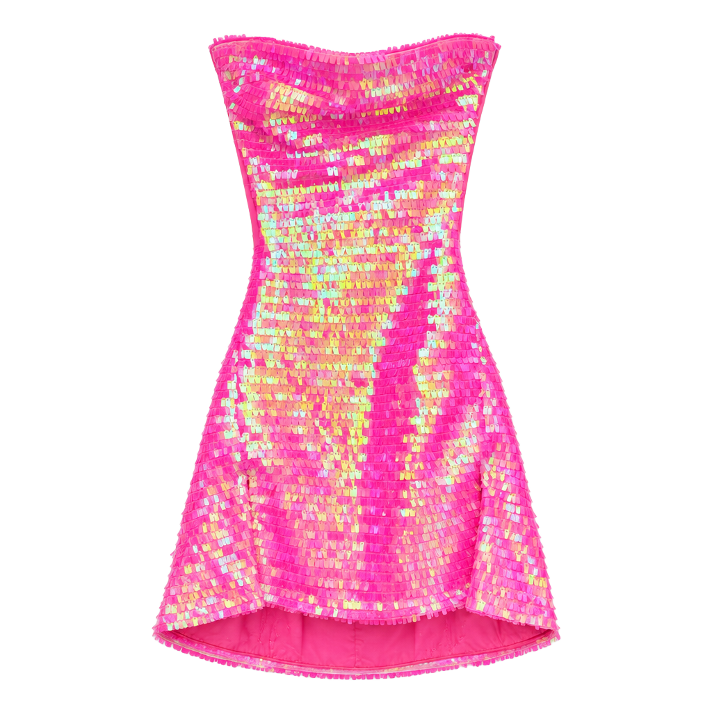 New Pink Sequin Dress Size S Pink Holographic Mini Dress 1