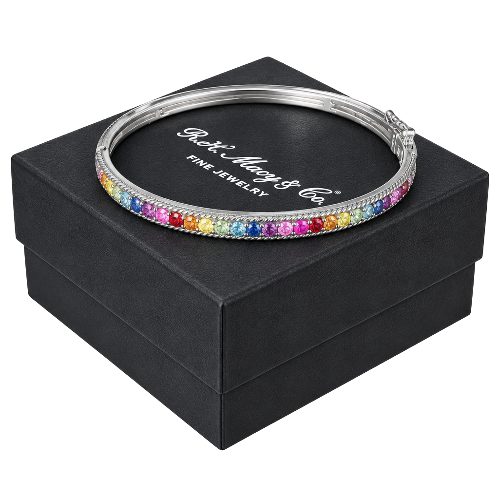 R.H. Macy & Co. Fine Jewelry Rainbow Crystal Bangle Bracelet 1