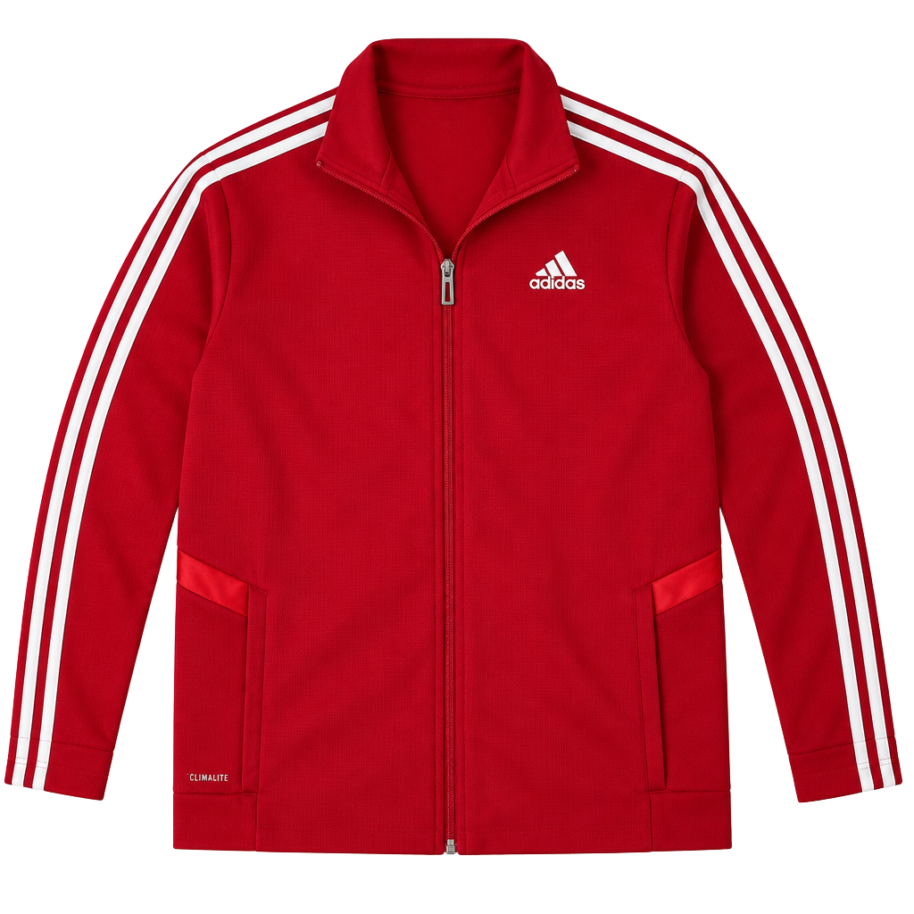 Adidas Climalite Zip-Up Track Jacket Size M Red White 1