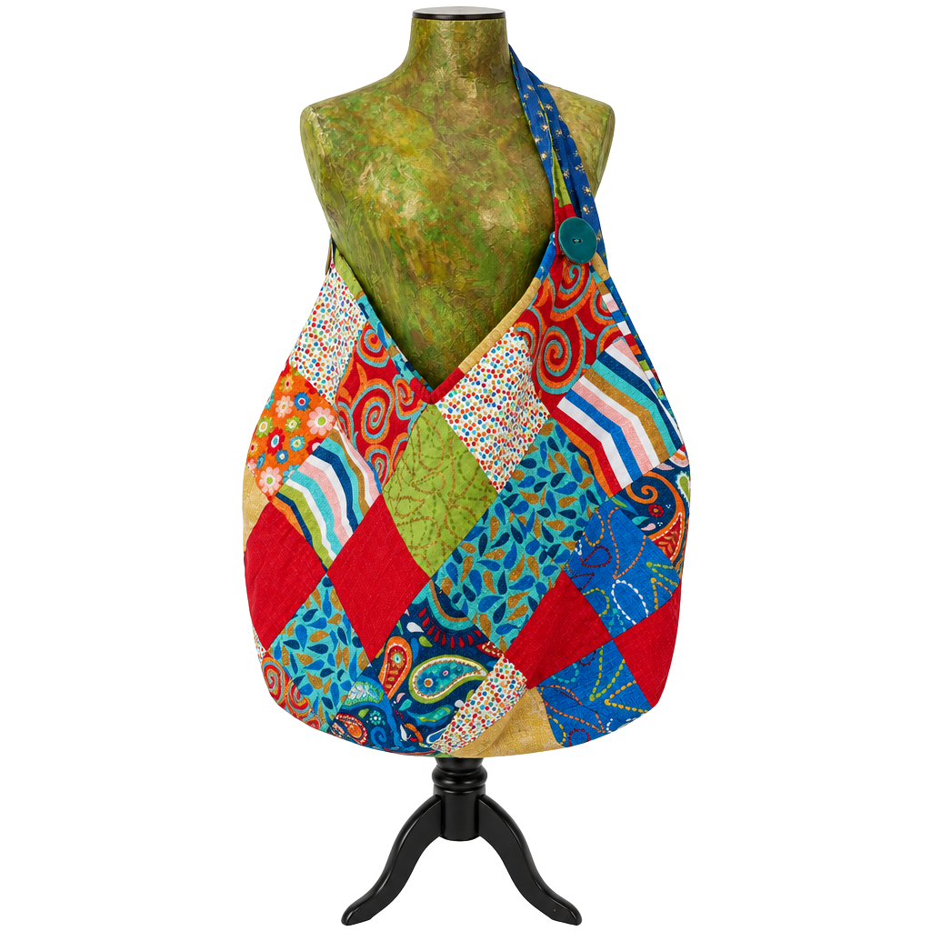 Handmade Cotton Patchwork Hobo Bag Multi Color Boho Style 1