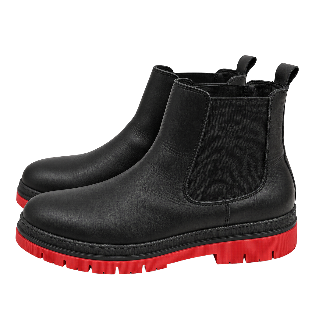 Chelsea Boots Black Red 1