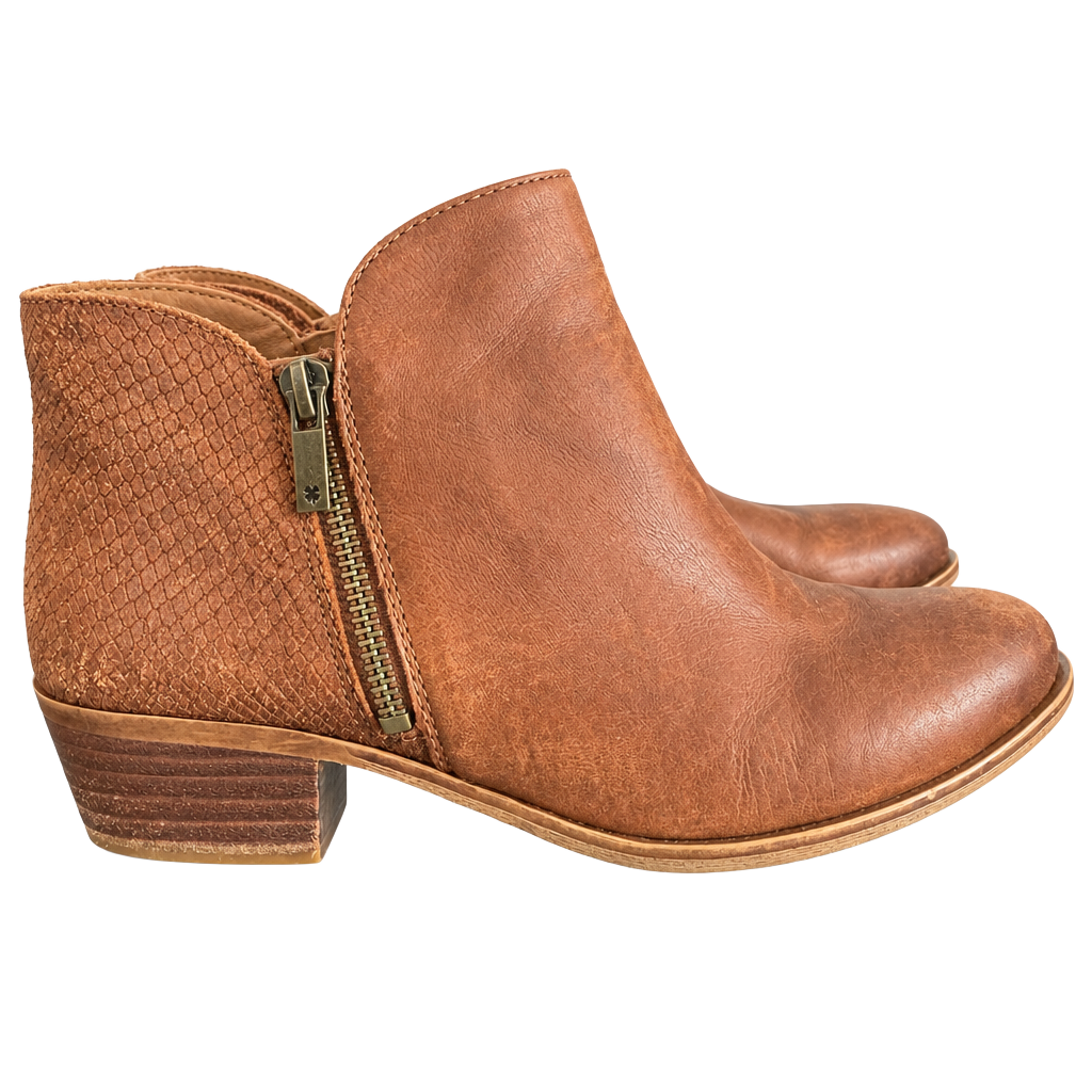 Lucky Brand Booties Size 9M Brown Leather Ankle Boots 1