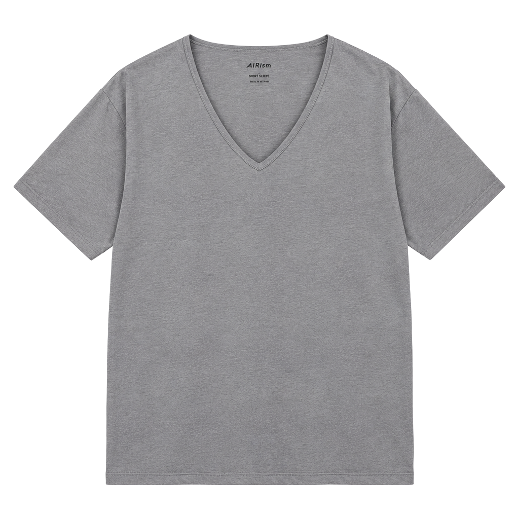 Uniqlo AIRism V-Neck T-Shirt XL Gray Polyester Spandex 1