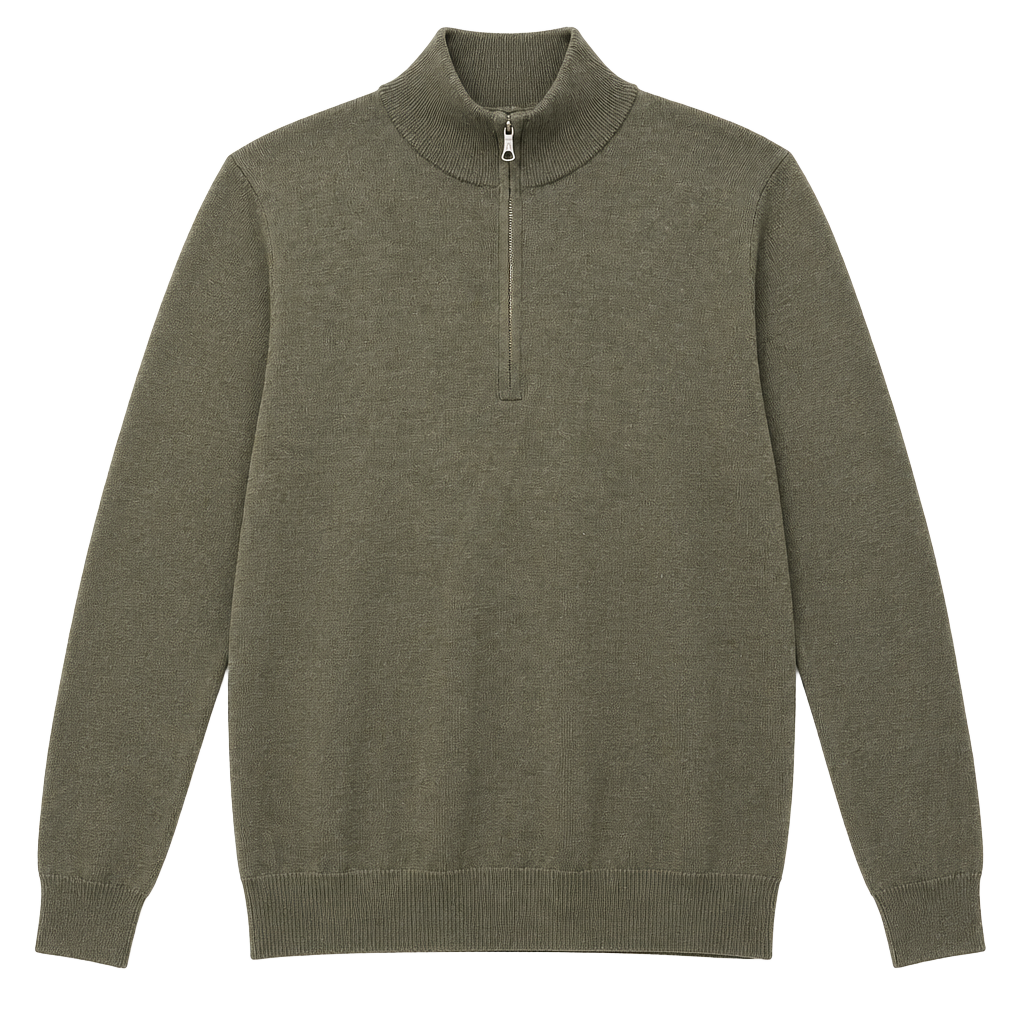 Brooks Brothers Italian Yarn 1/4 Zip Sweater Size L Olive Merino Wool 1