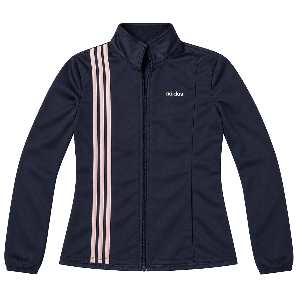 Adidas Track Jacket Size M Grey Pink 3-Stripes Full Zip 1