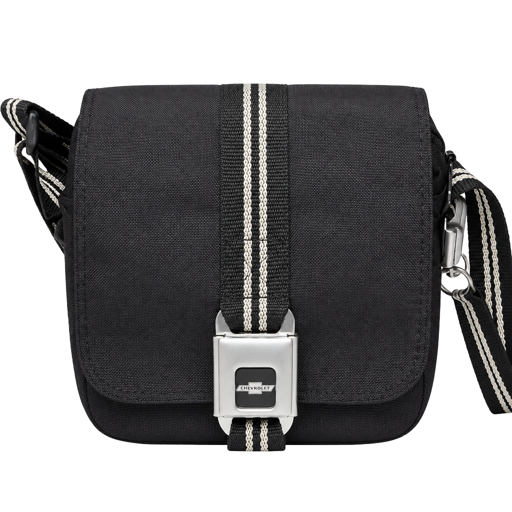 Buckle Down Chevrolet Seatbelt Crossbody Bag Black 1