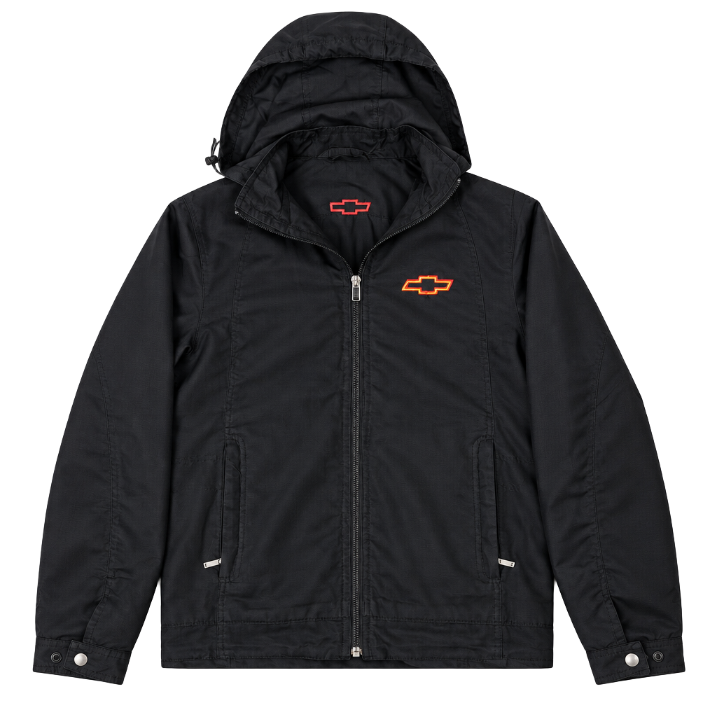 Port Authority Chevrolet Jacket Size S Black Hooded Windbreaker 1
