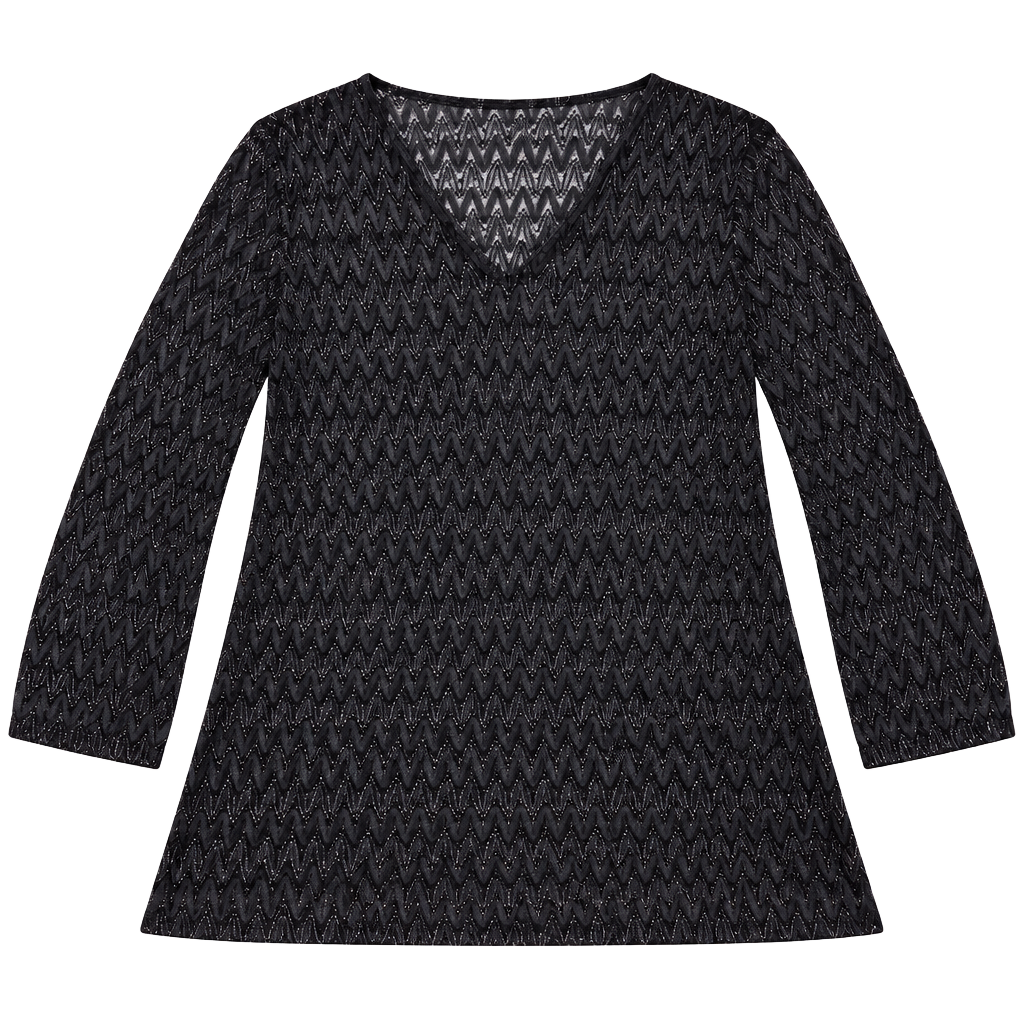 Faded Glory Swimwear Cover Up Size L 12/14 Black Shimmery Crochet 1