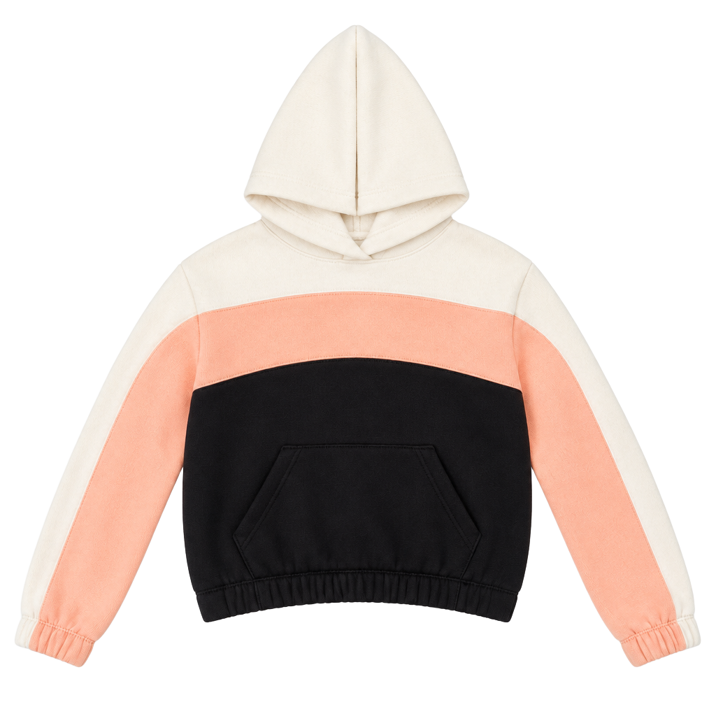 Sweet Butterfly Color Block Hoodie Size M (5/6) Black White Peach 1