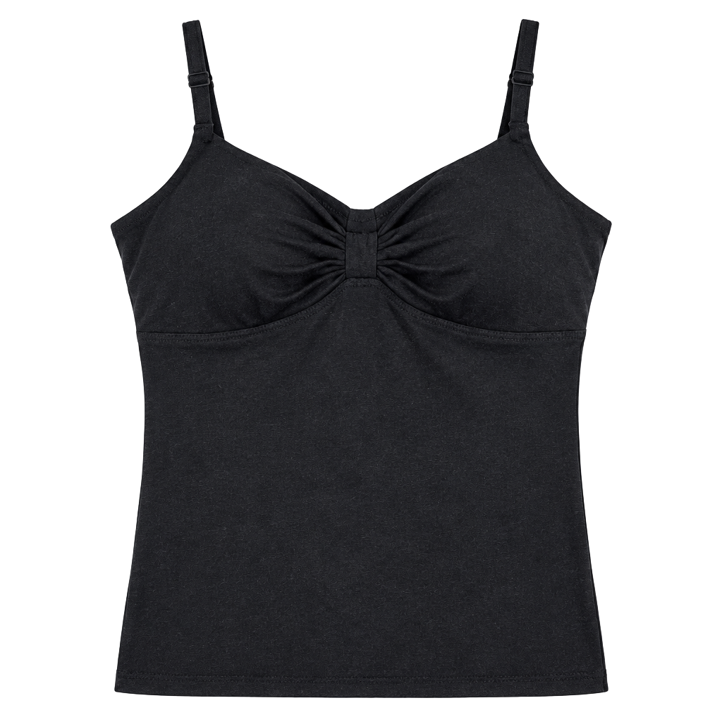 No Boundaries Bow Front Cami Top Size XS/XCH Black Padded Cups Soft Knit 1
