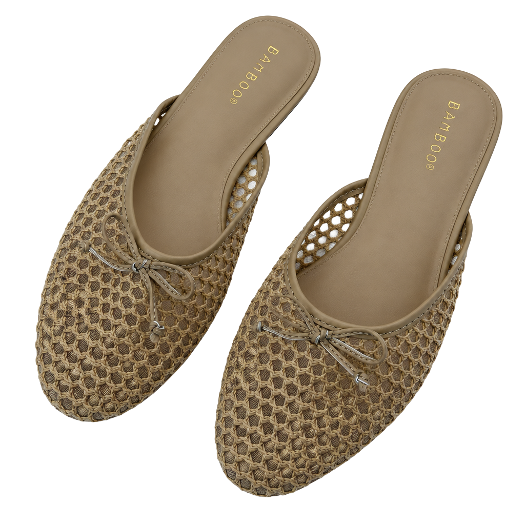 Bamboo Flats Woven Bow Slip On Mules 1