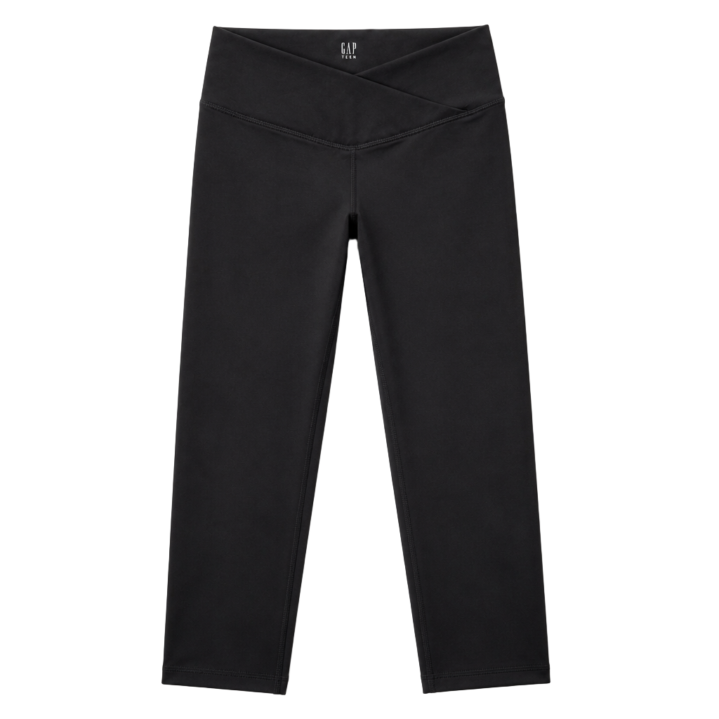 Gap Teen Black Crossover V-Waist Active Leggings Size 10 G-Dry Moisture Wicking 1