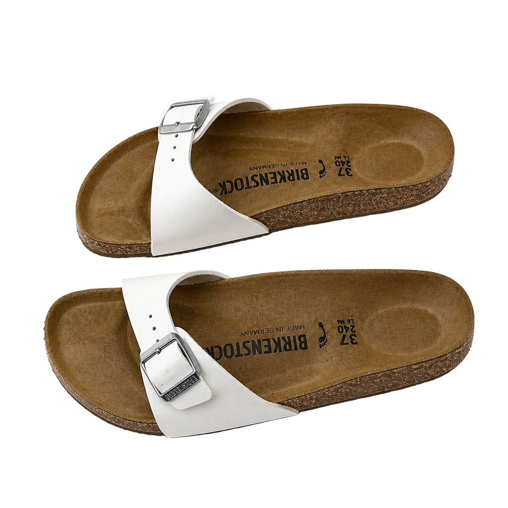Birkenstock Madrid Birko-Flor White Slide Sandals 1