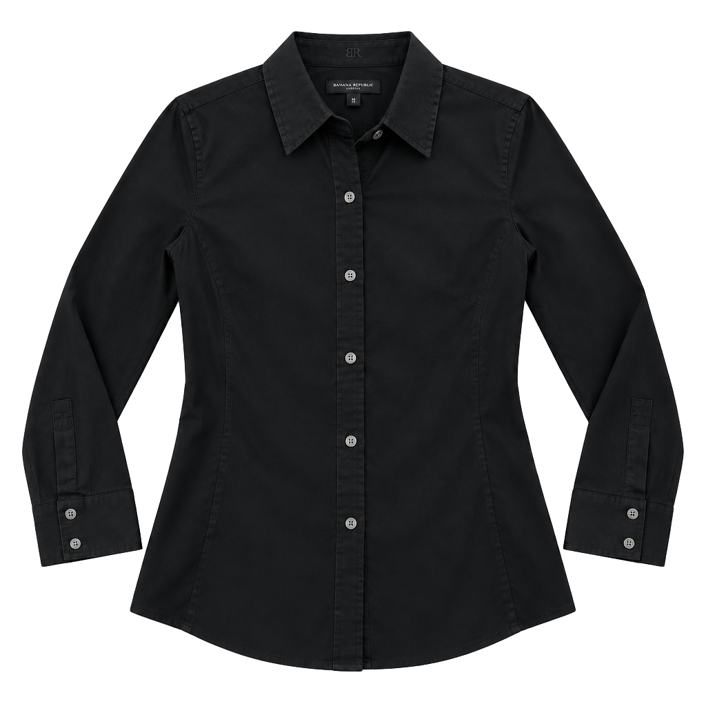Banana Republic Fitted Button-Down Shirt Size M Black 1