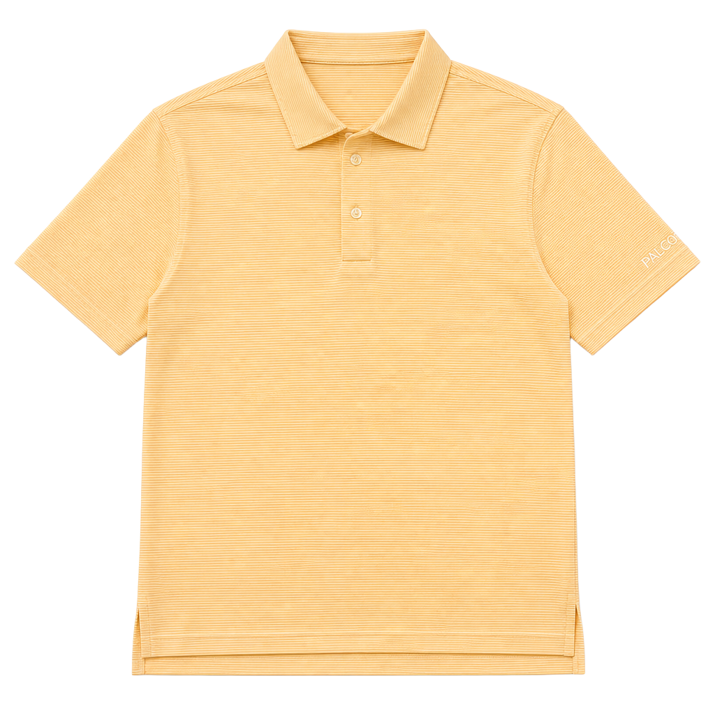 Ashworth Mens Yellow Striped Golf Polo Shirt Short Sleeve Size M-0139 1