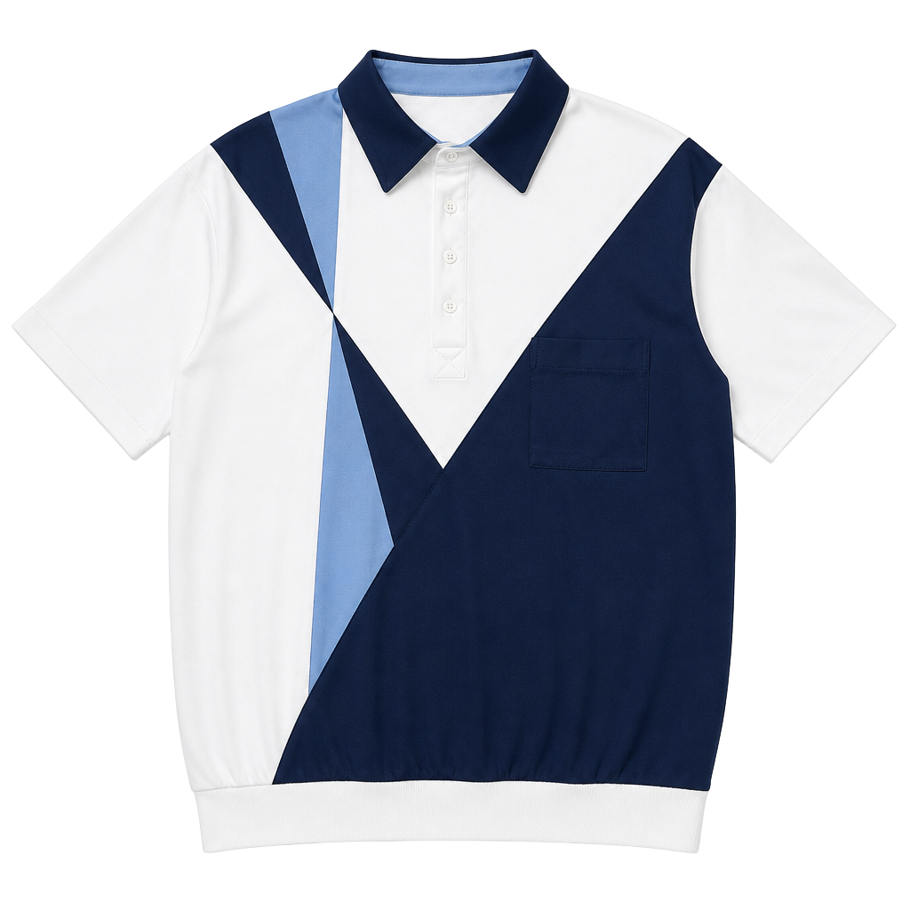 IdleTime White Blue Polo with front pocket, size xl-0015 1