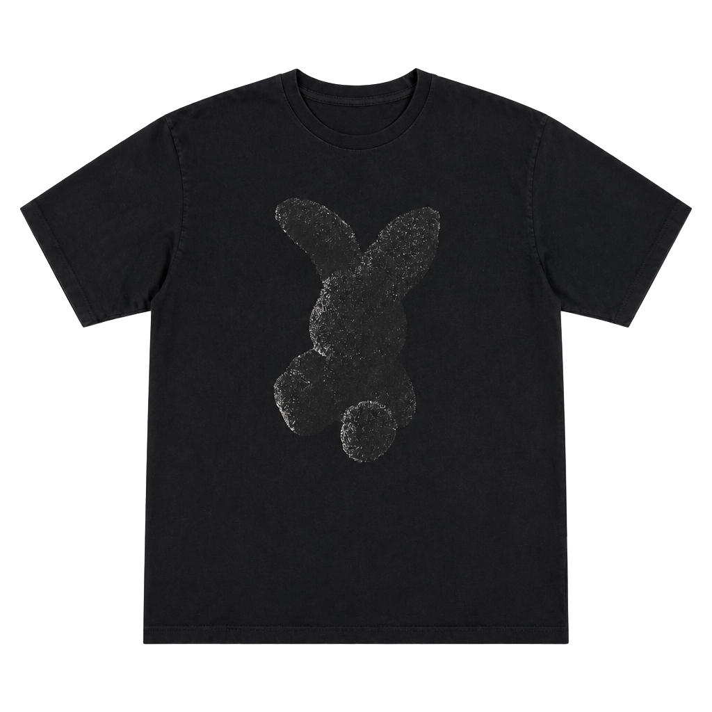 Acmé de la vie ADLV Black Fuzzy Rabbit Short Sleeve T-Shirt 1