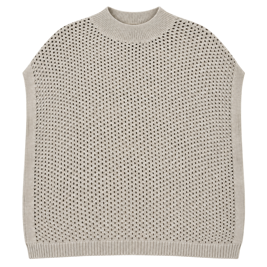 Eileen Fisher Open Knit Vest Size XS Taupe Sleeveless Sweater 1