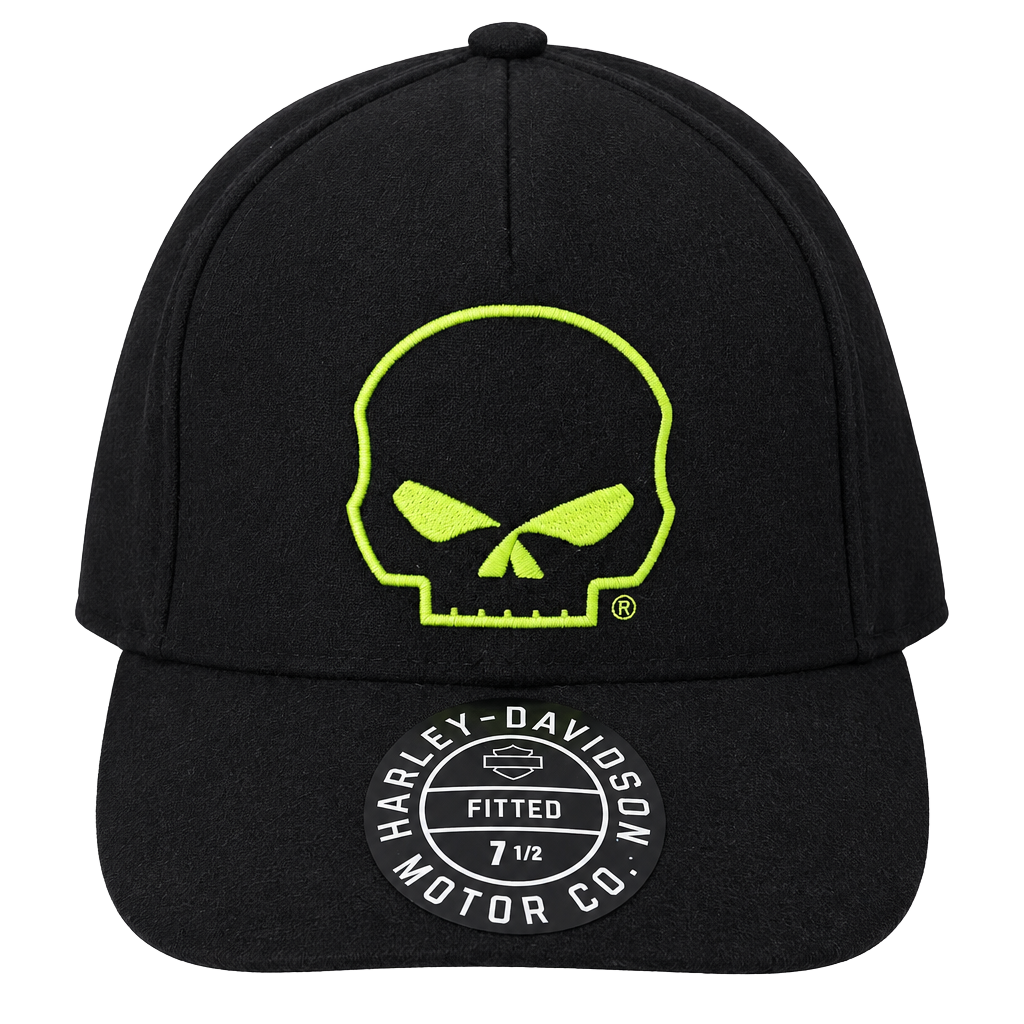 Harley-Davidson Willie G Skull Black Sherpa Ear Flap Fitted Hat 7 1/2 1