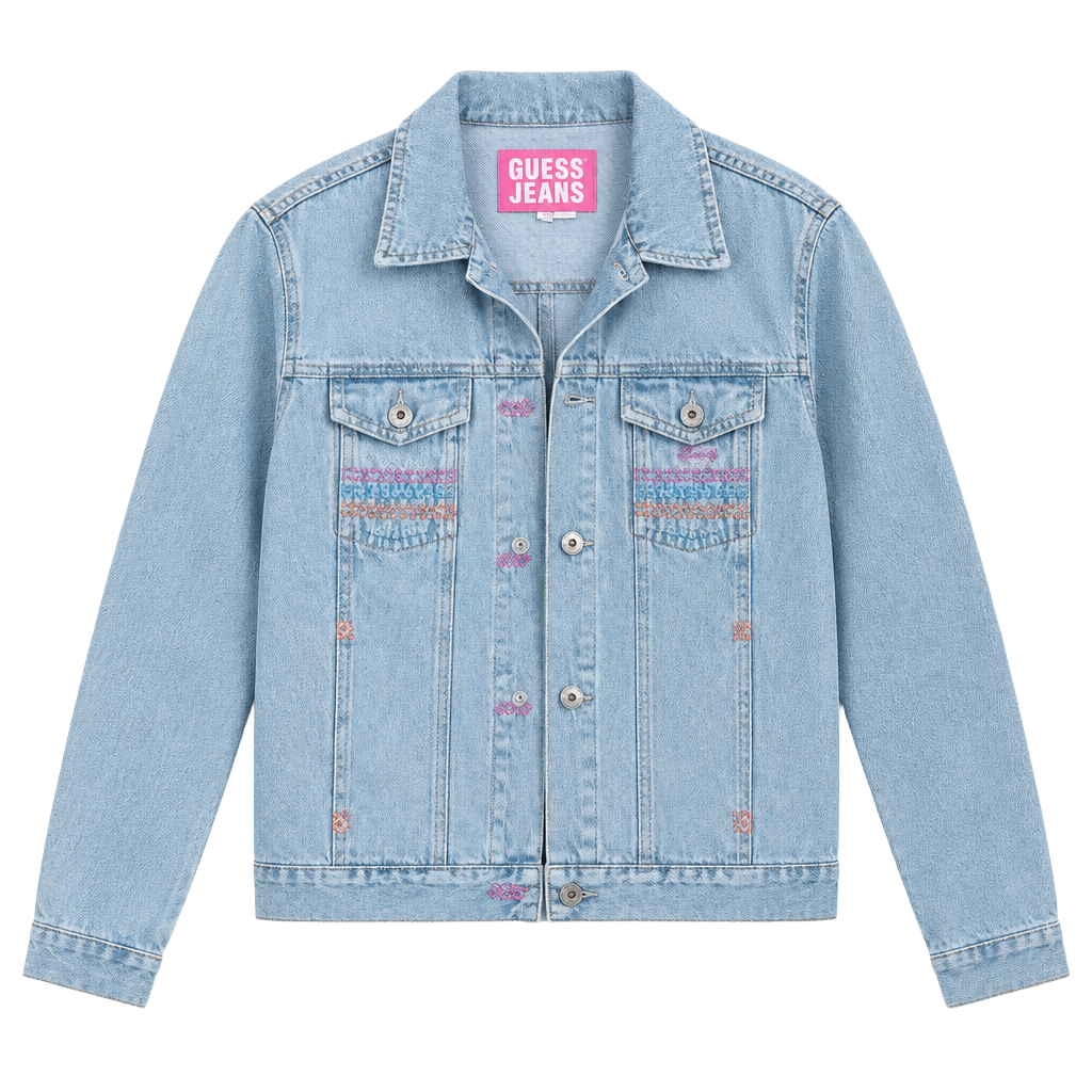 Guess Jeans Denim Jacket Embroidered Blue 1