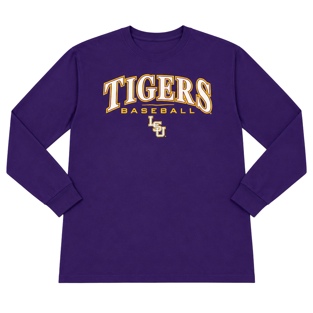 LSU Tigers Baseball Long Sleeve T-Shirt Purple New With Tags 1