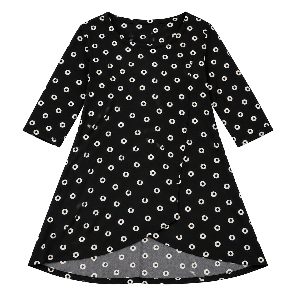 Chico's Black White Circle Tunic Asymmetric Hem Dress 1