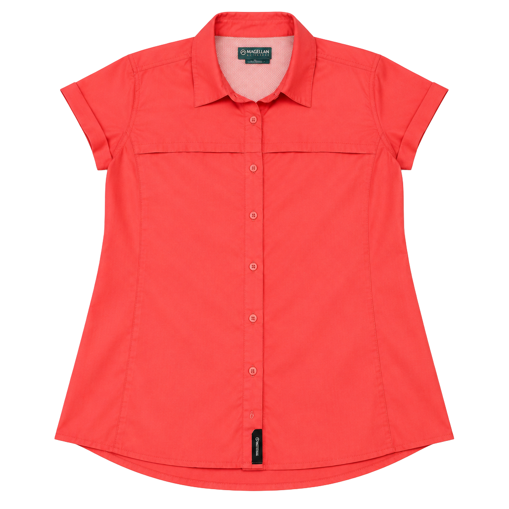 Magellan Outdoors Women's Fishing Shirt XS Coral Pink Vented Short ..., 1