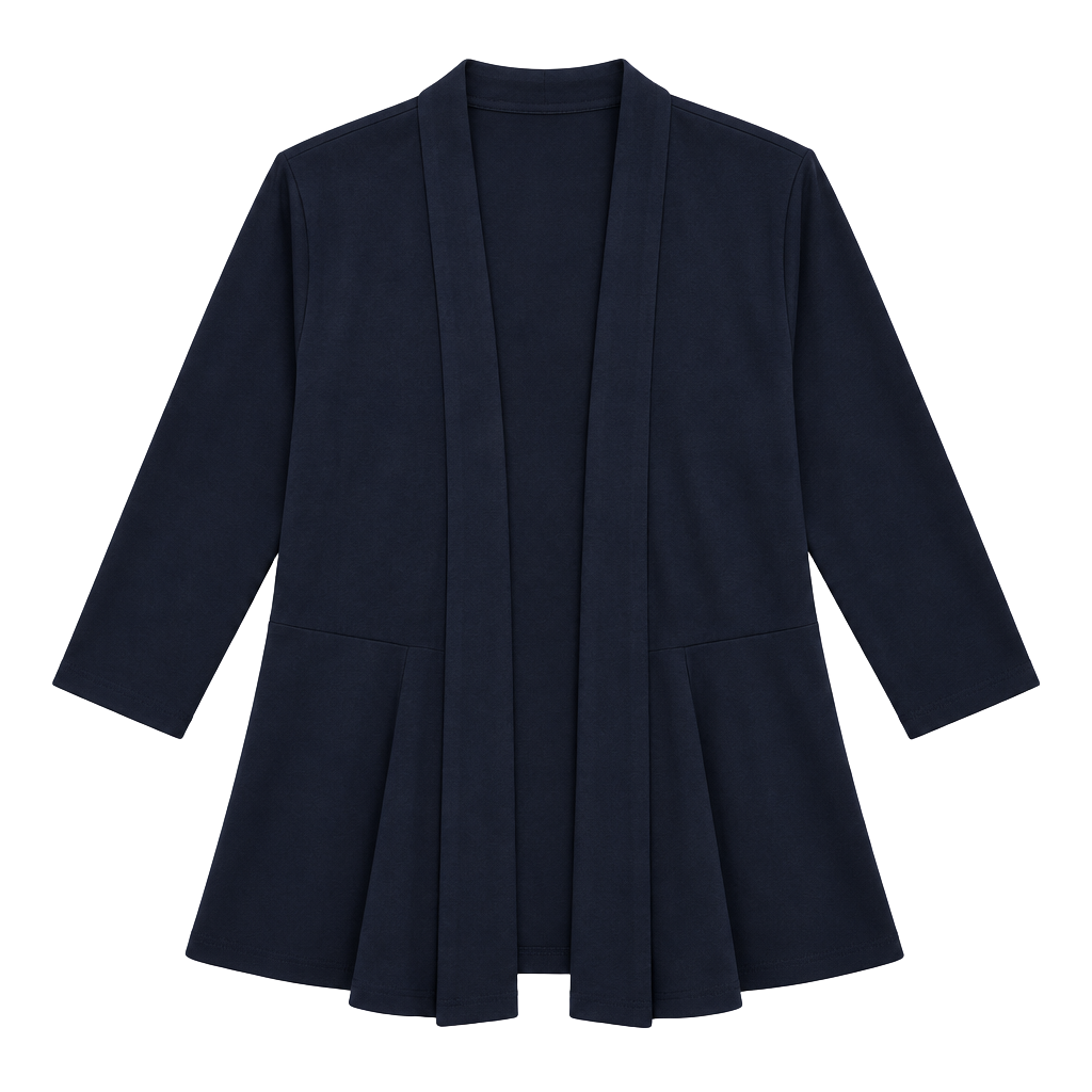 dressbarn Cardigan Size XL Blue Open Front Peplum Drape 1