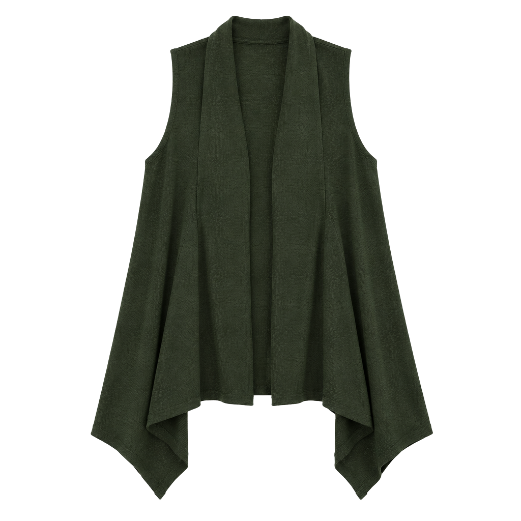 Green Knit Open Front Vest 1