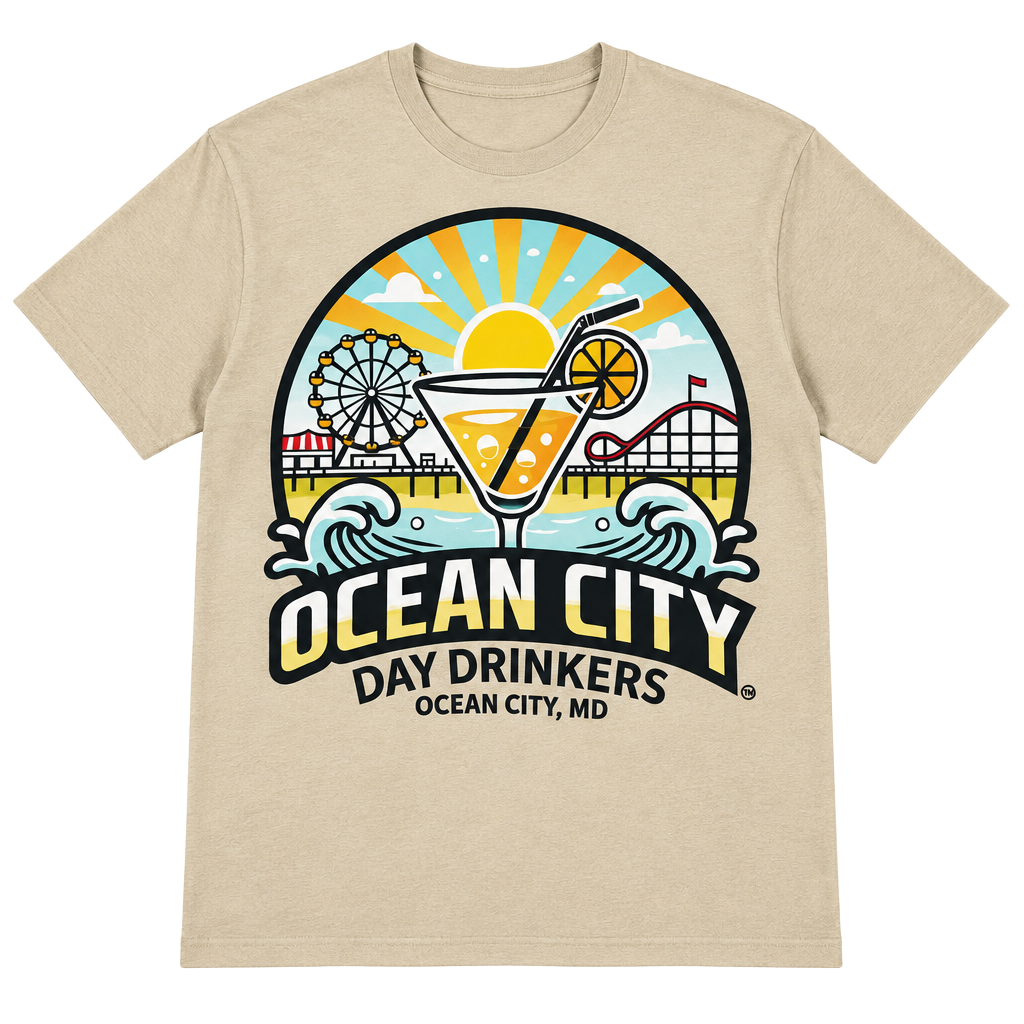 Ocean City Day Drinkers Size XL Cream Hoodie 1
