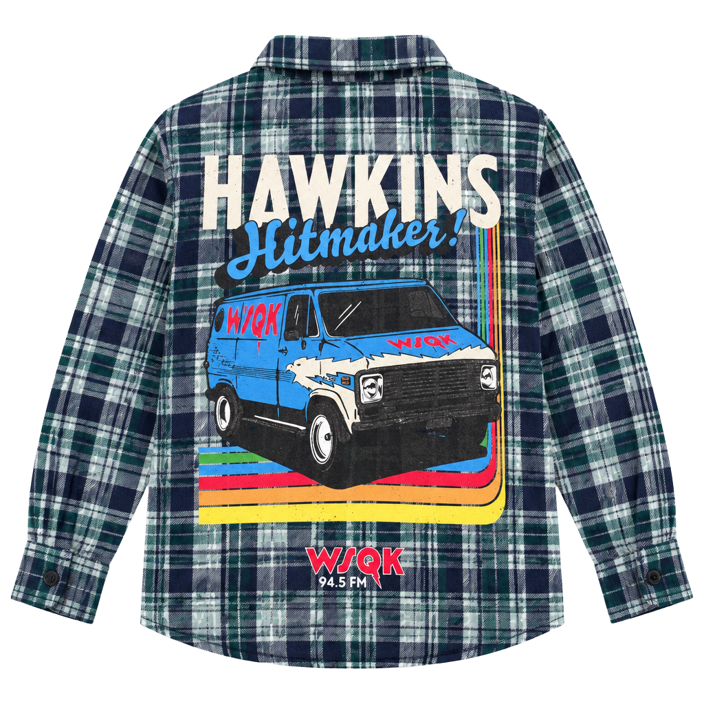 Stranger Things crop Flannel Size M (8-10) Hawkins WSQK Van 1