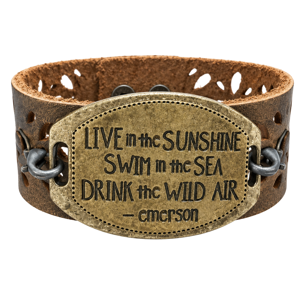 RalphWaldoEmerson "live in the Sunshine, Swim the Sea, Drink the Wild Air" Sterling Silver bracelet 1