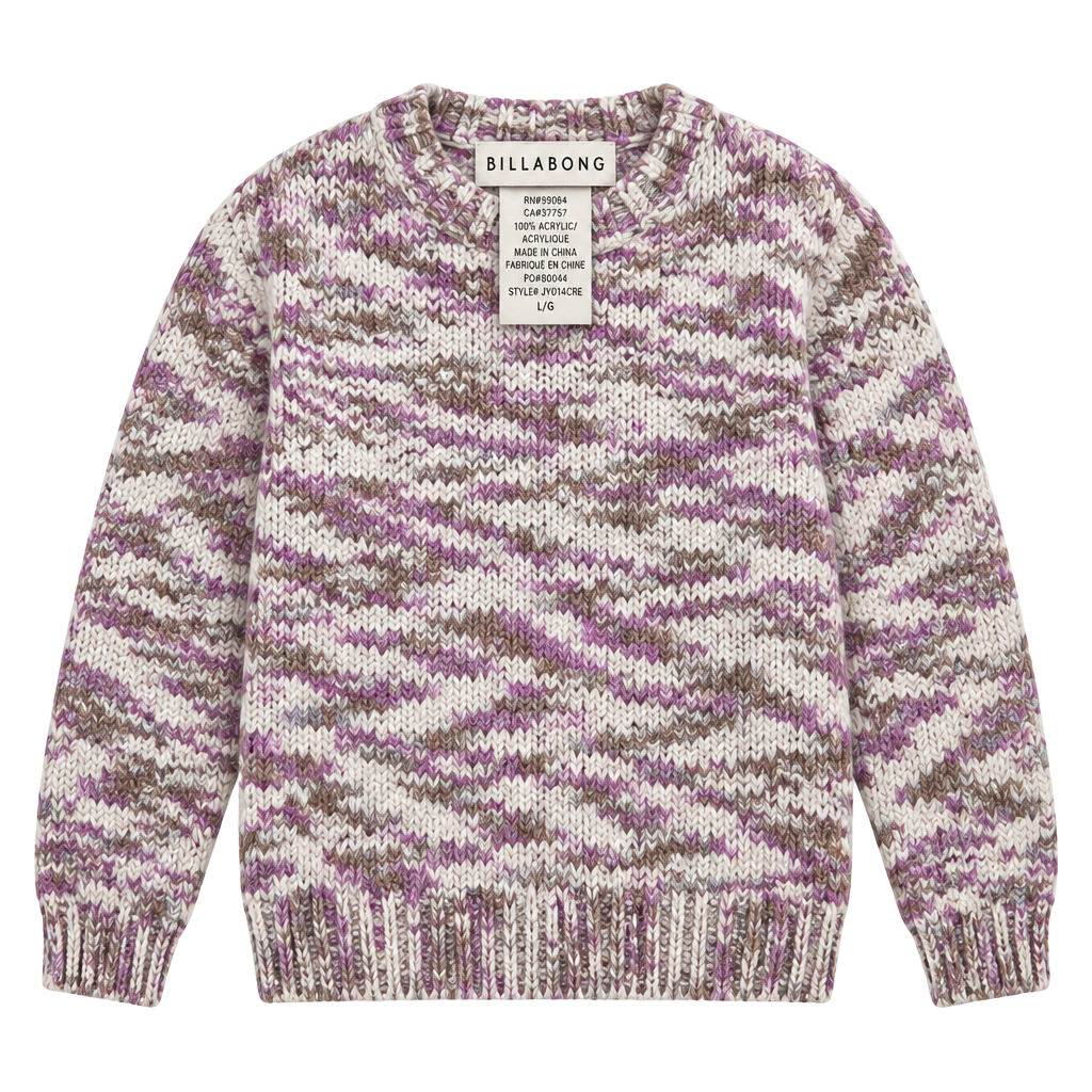 Billabong Cardigan Sweater Size L/G Pink White Striped Fringe 1
