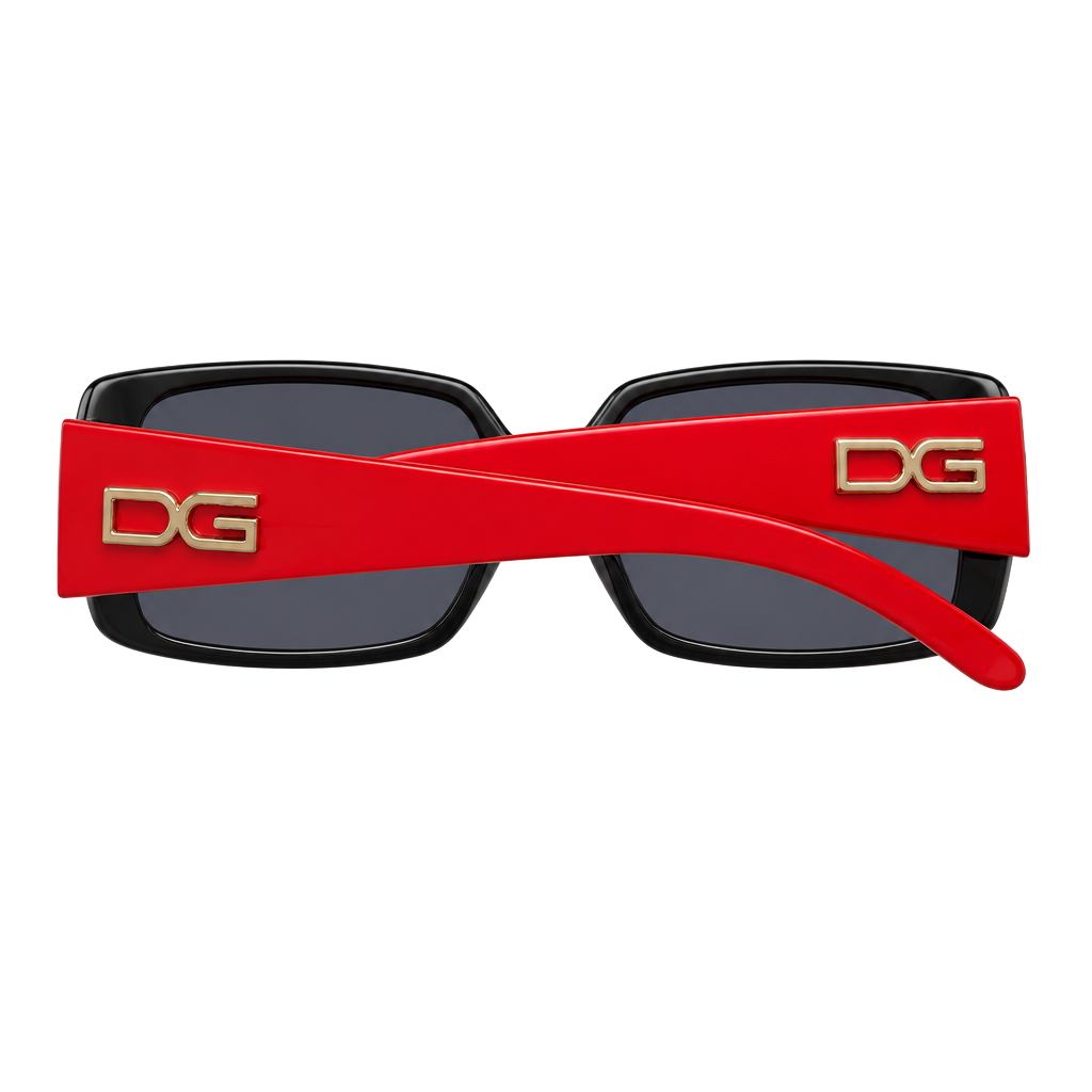 Dolce & Gabbana DG 1632 Sunglasses Black Red Rhinestone Y2K 1