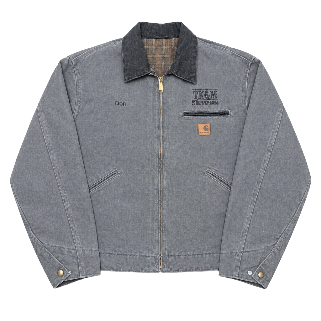 Carhartt Detroit Jacket Size L Gray Embroidered TK&M Fencing 1