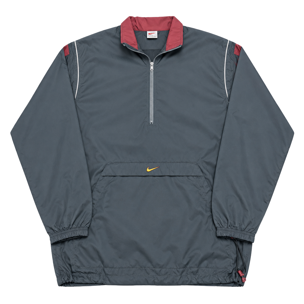 Nike Vintage 1/4 Zip Anorak Windbreaker Jacket Size L Gray Red 1
