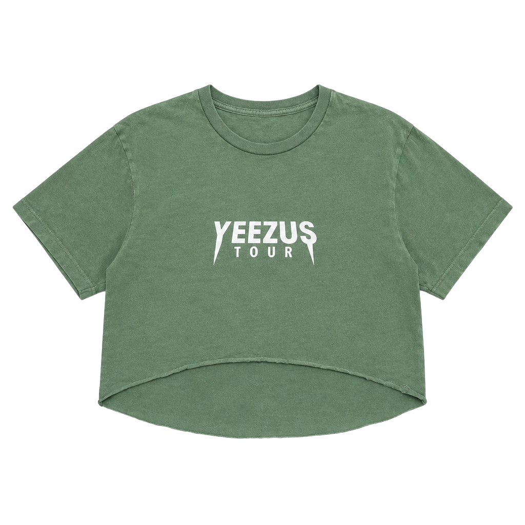 Kanye West Yeezus Tour T-Shirt Olive Green Crop 1