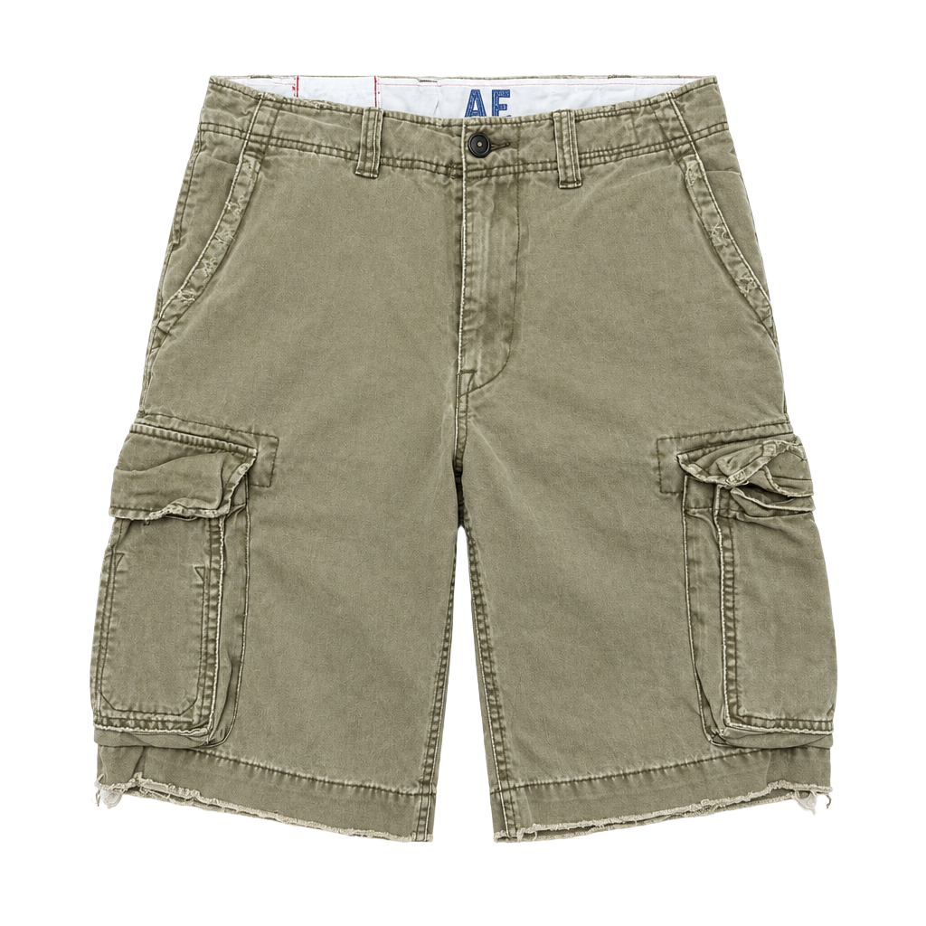 American Eagle Cargo Shorts Size 30 Khaki Cotton Distressed 1