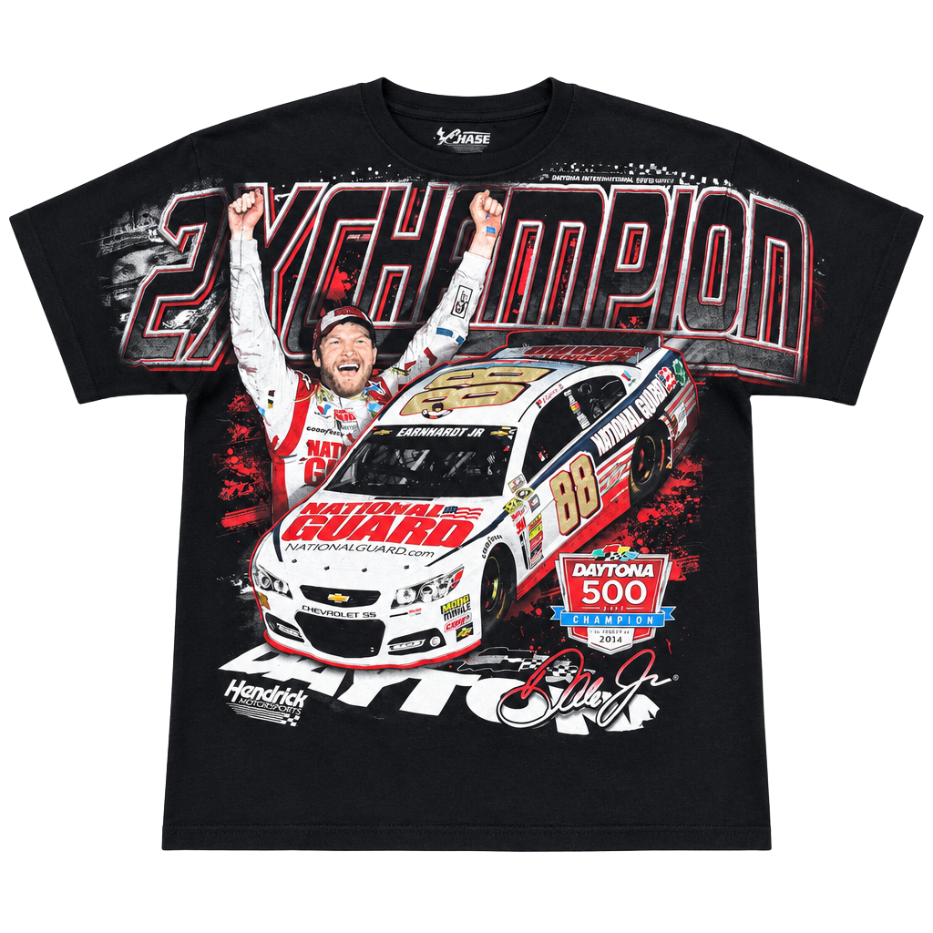 Chase Authentics Dale Earnhardt Jr Daytona 500 T-Shirt Size L Black NASCAR 1