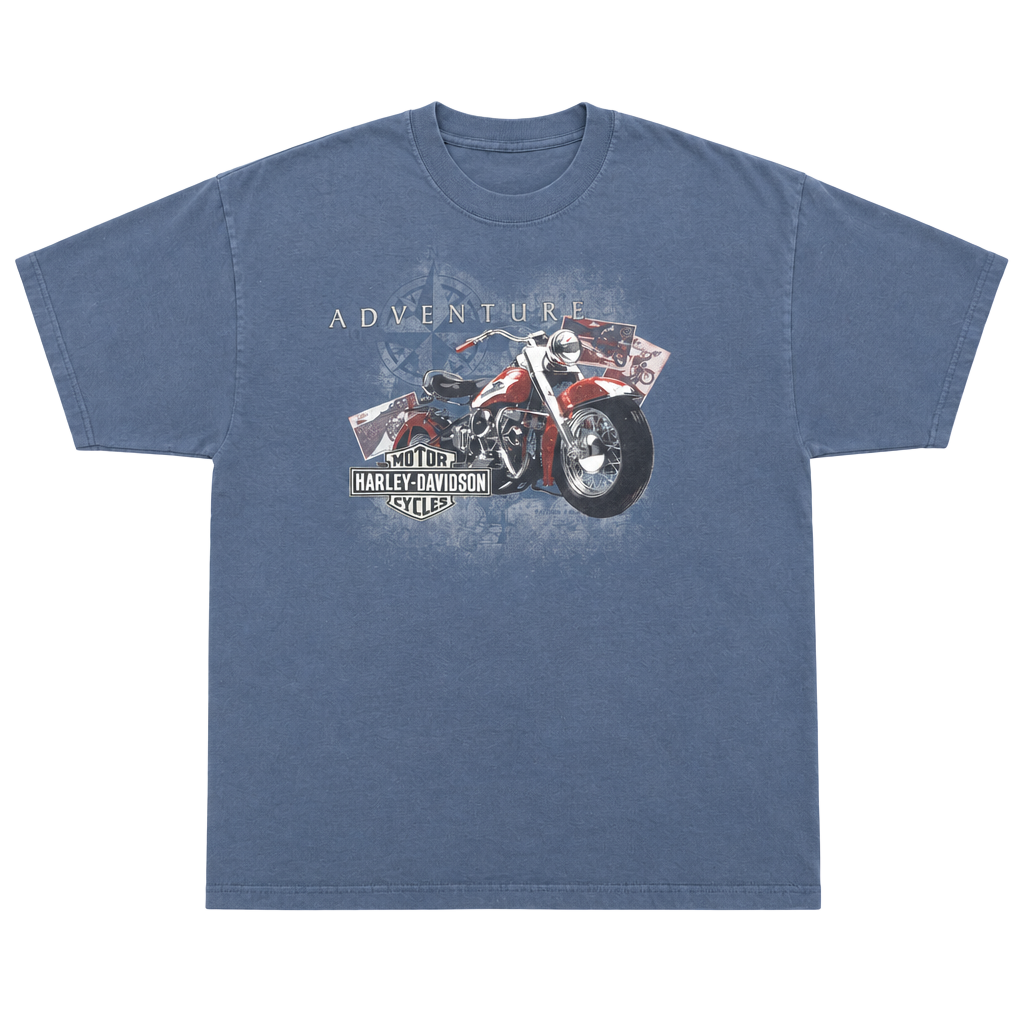 Harley-Davidson Adventure Motorcycle T-Shirt XL Blue Bryan Moore OK 1