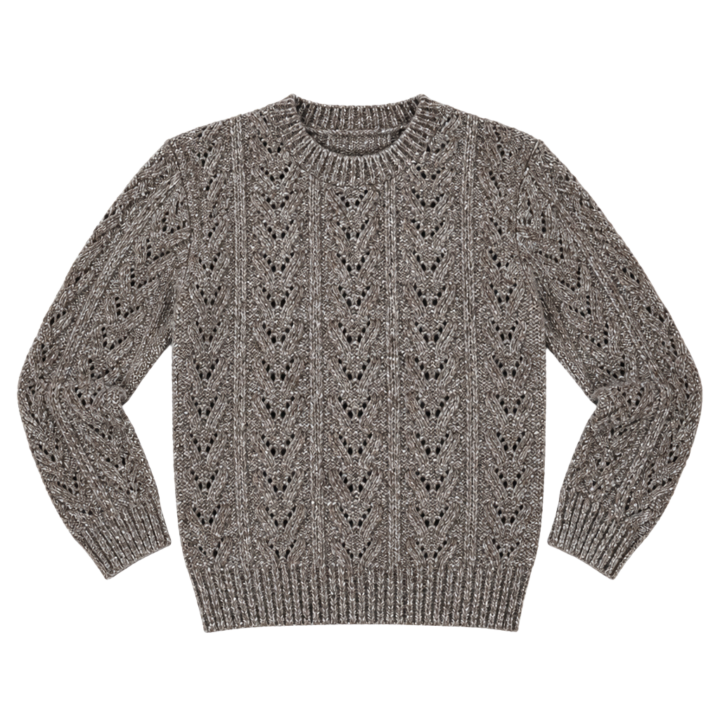 VTG Prophecy Chunky Knit Wool Sweater Size Small Brown Tweed Open Weave 1