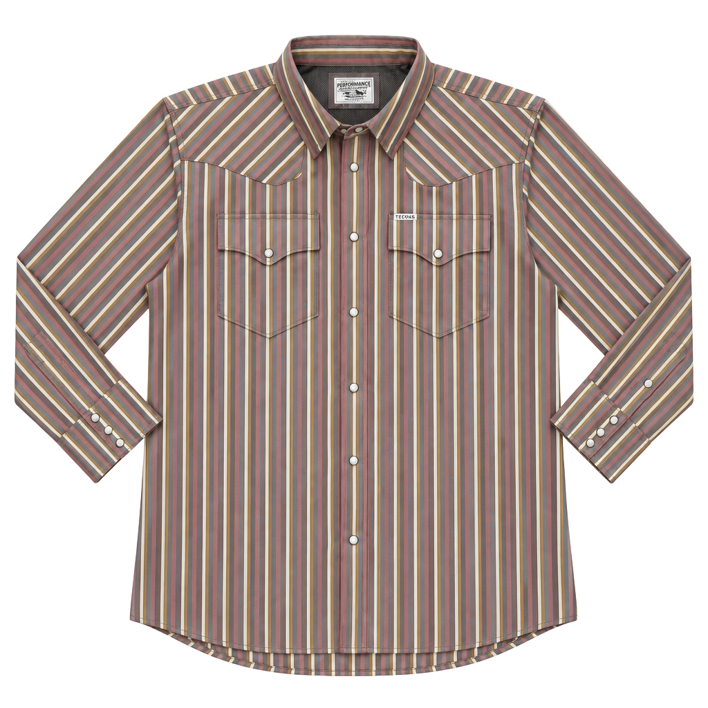 NWT Tecovas Performance Western Pearl Snap Shirt Multi Striped Long Sleeve 1