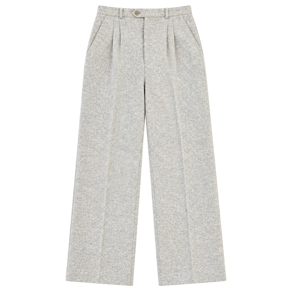 Vintage Espresso 80s Pleated Tweed Trousers Neutral Beige Wool Blend 1