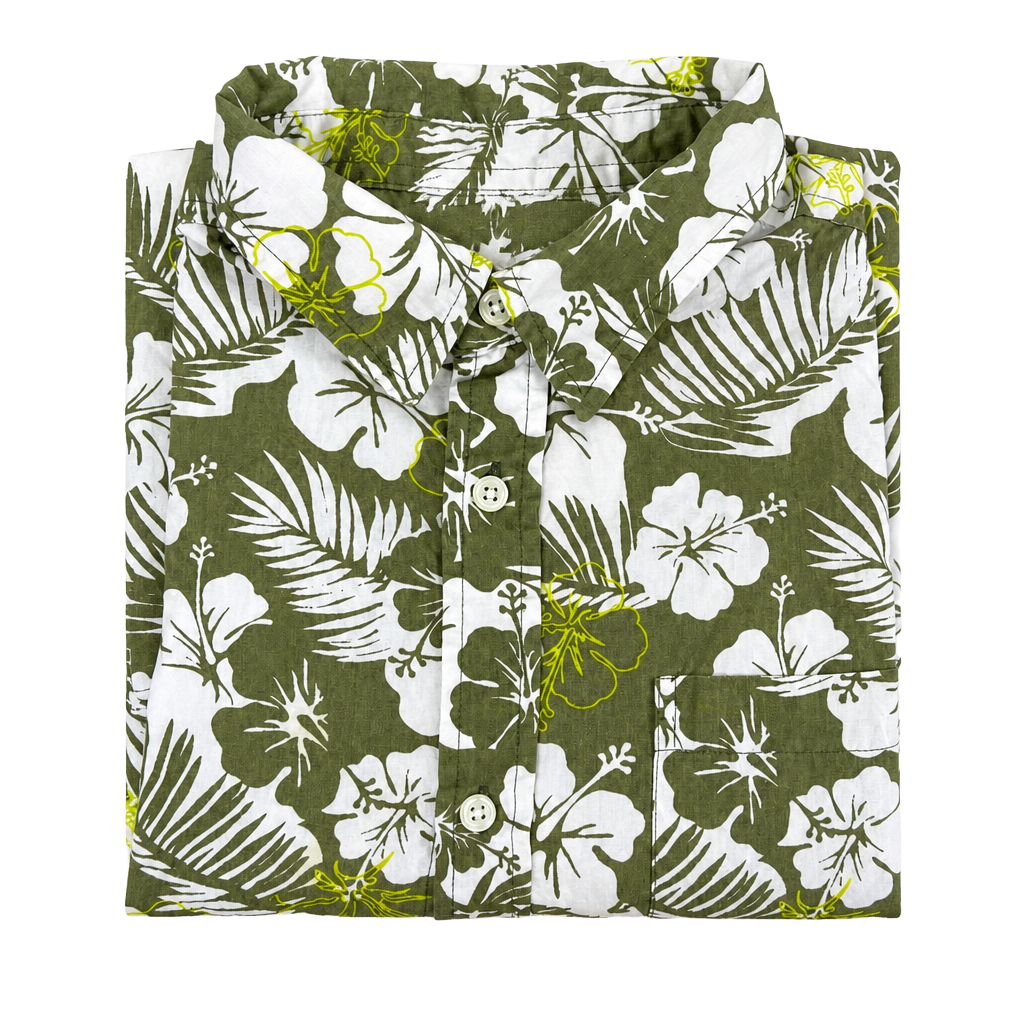 Cherokee Floral Short Sleeve Shirt Size XL 14/16 Green Tropical 1