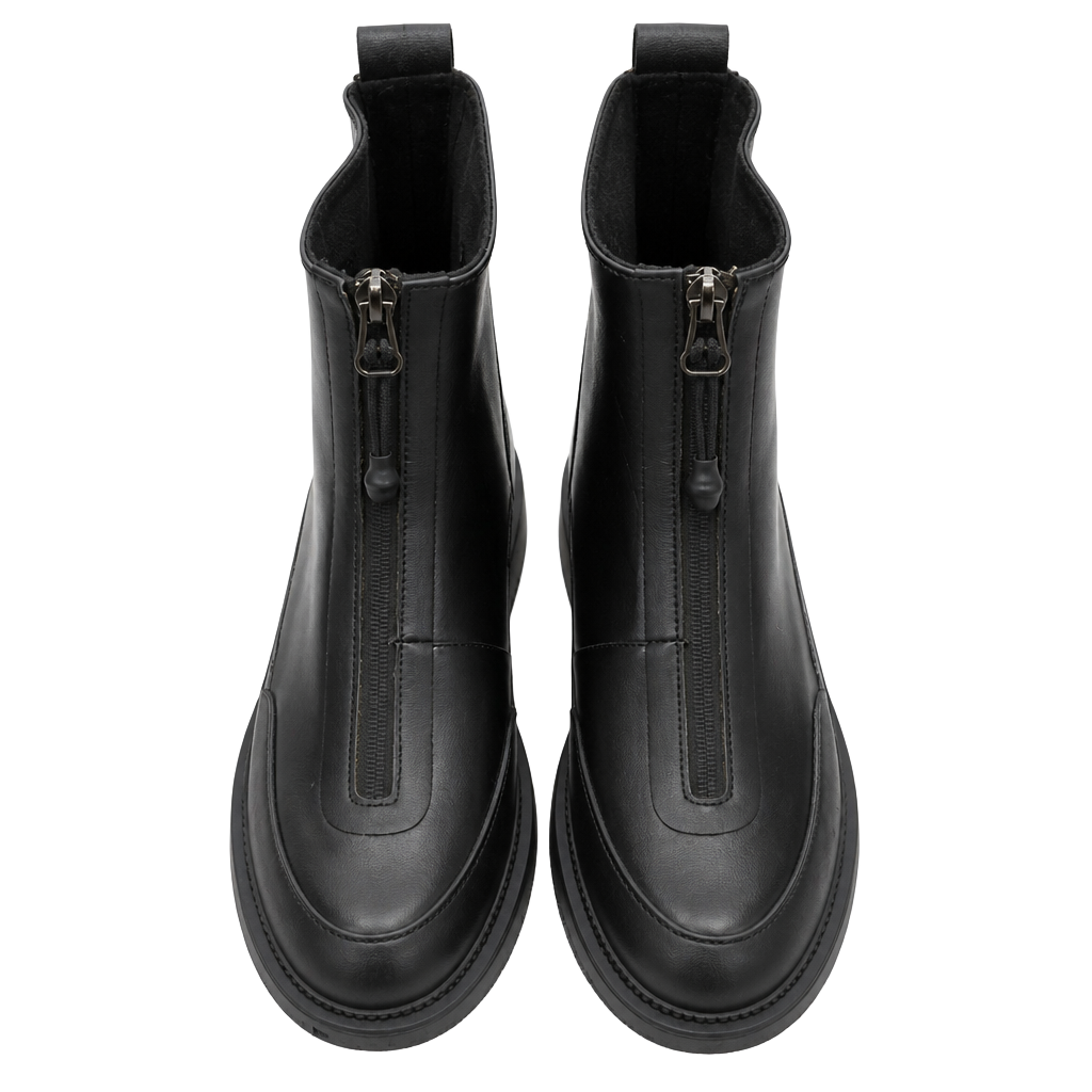 H&M Black Front Zip Lug Sole Ankle Boots Size 9.5 1