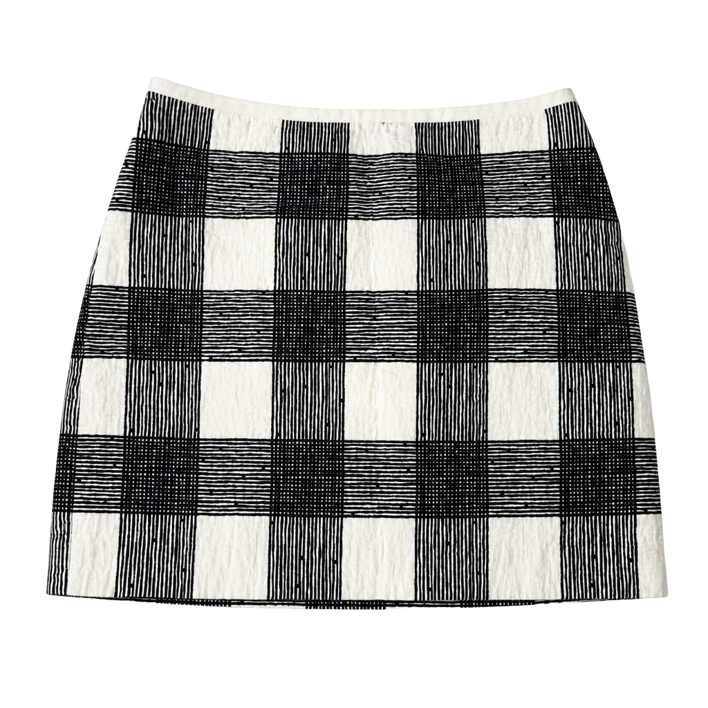 Madewell Bowery Inkcheck Black & Cream Plaid Mini Skirt 1